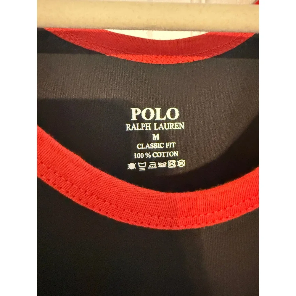 Polo Ralph Lauren Mens Classic Fit Cotton Tank Top Black Red Ringer Pony Logo M